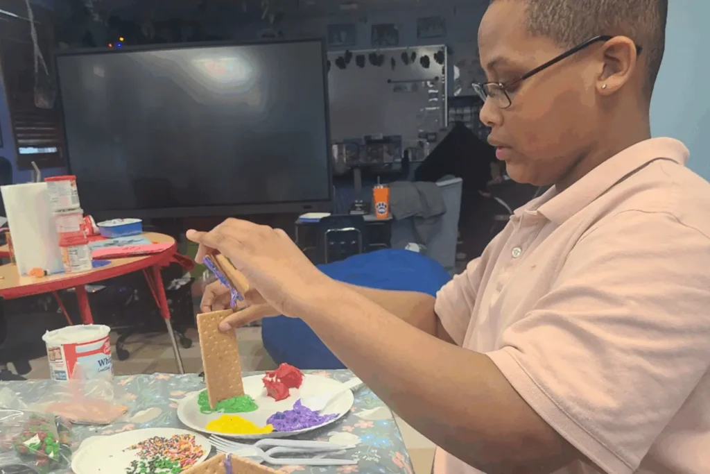 Kid doing a craft project